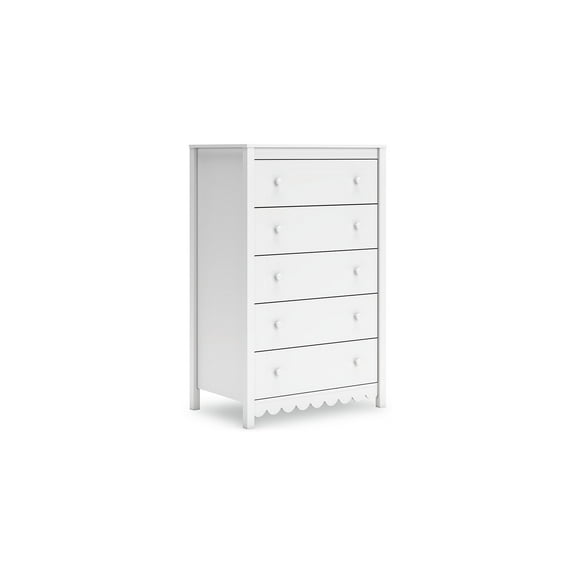 Signature Design by Ashley Hallityn 5 Drawer Tall Dresser, White
