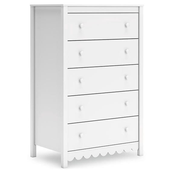 Signature Design by Ashley Hallityn 5 Drawer Tall Dresser, White