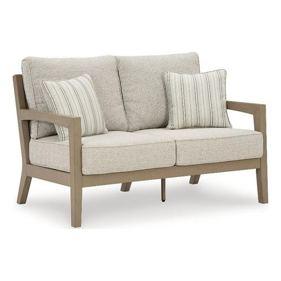 Signature Design by Ashley Hallow Creek Driftwood Outdoor Loveseat with Cushion