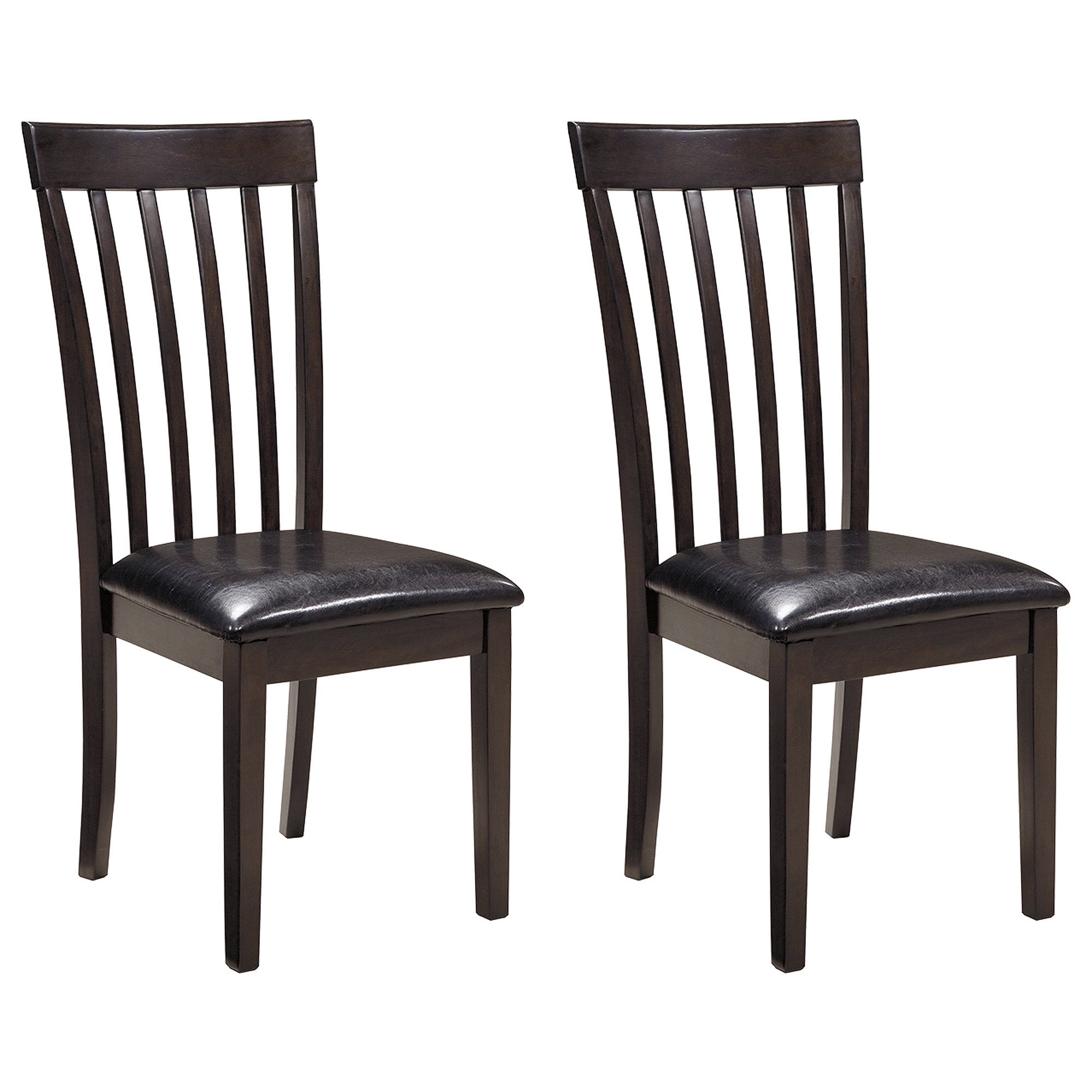Transitional Dark Brown Leather Upholstered Side Chair with Wood Slat