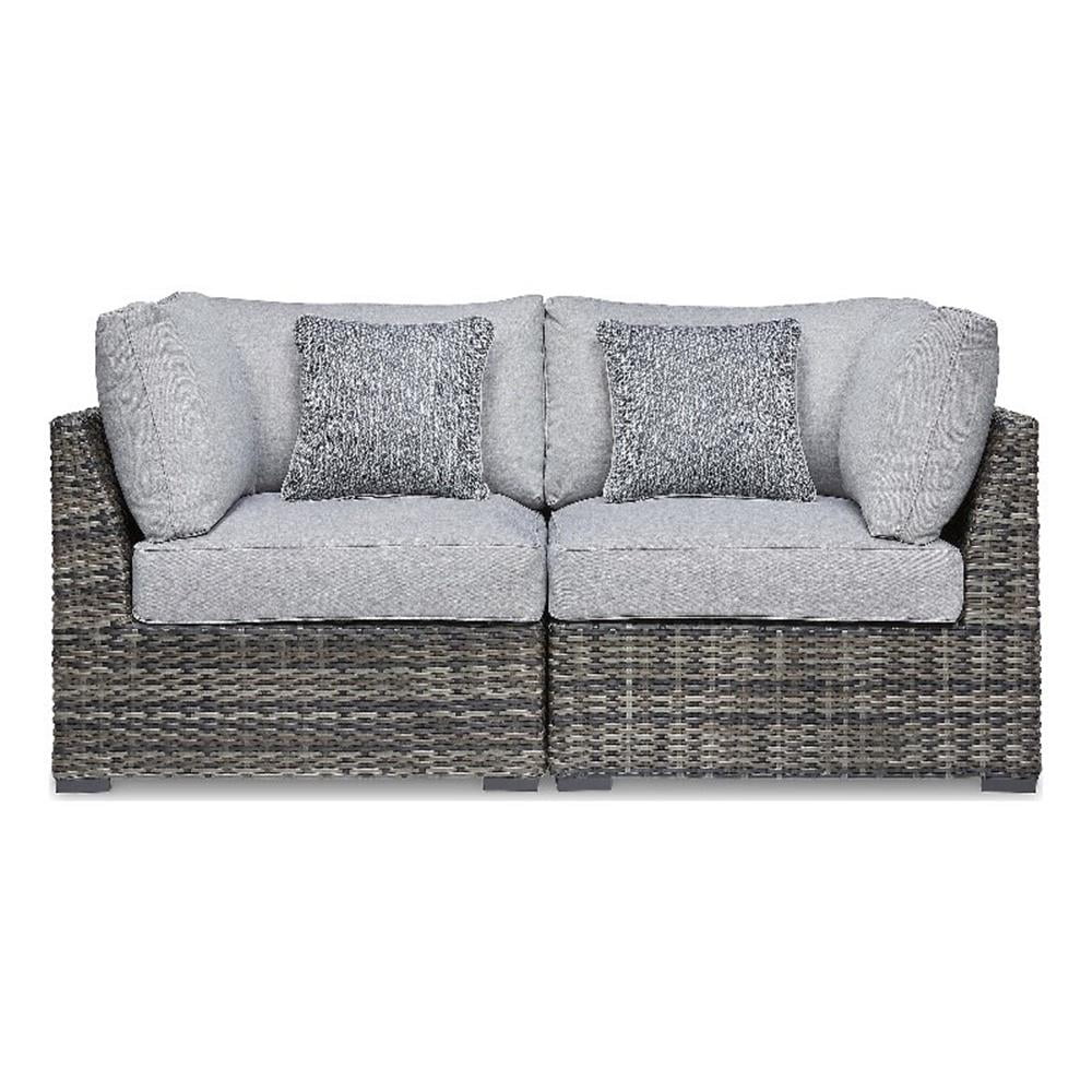 Ashley Harbor Handwoven Wicker Outdoor Corner Chair with Cushions