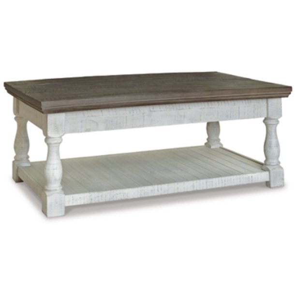 Signature Design by Ashley Havalance Farmhouse Lift Top Coffee Table with Fixed Shelf and 2