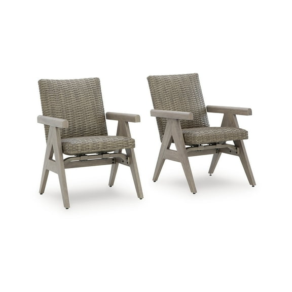 Signature Design by Ashley Haven Retreat Rocking Arm Chairs with All-Weather Frame and Foam Cushions, Set of 2, Beige