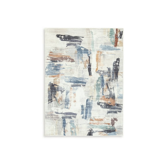 Signature Design by Ashley Hessland Modern Washable Area Rug, 5' x 7', Artistic Abstract Multicolor Pattern