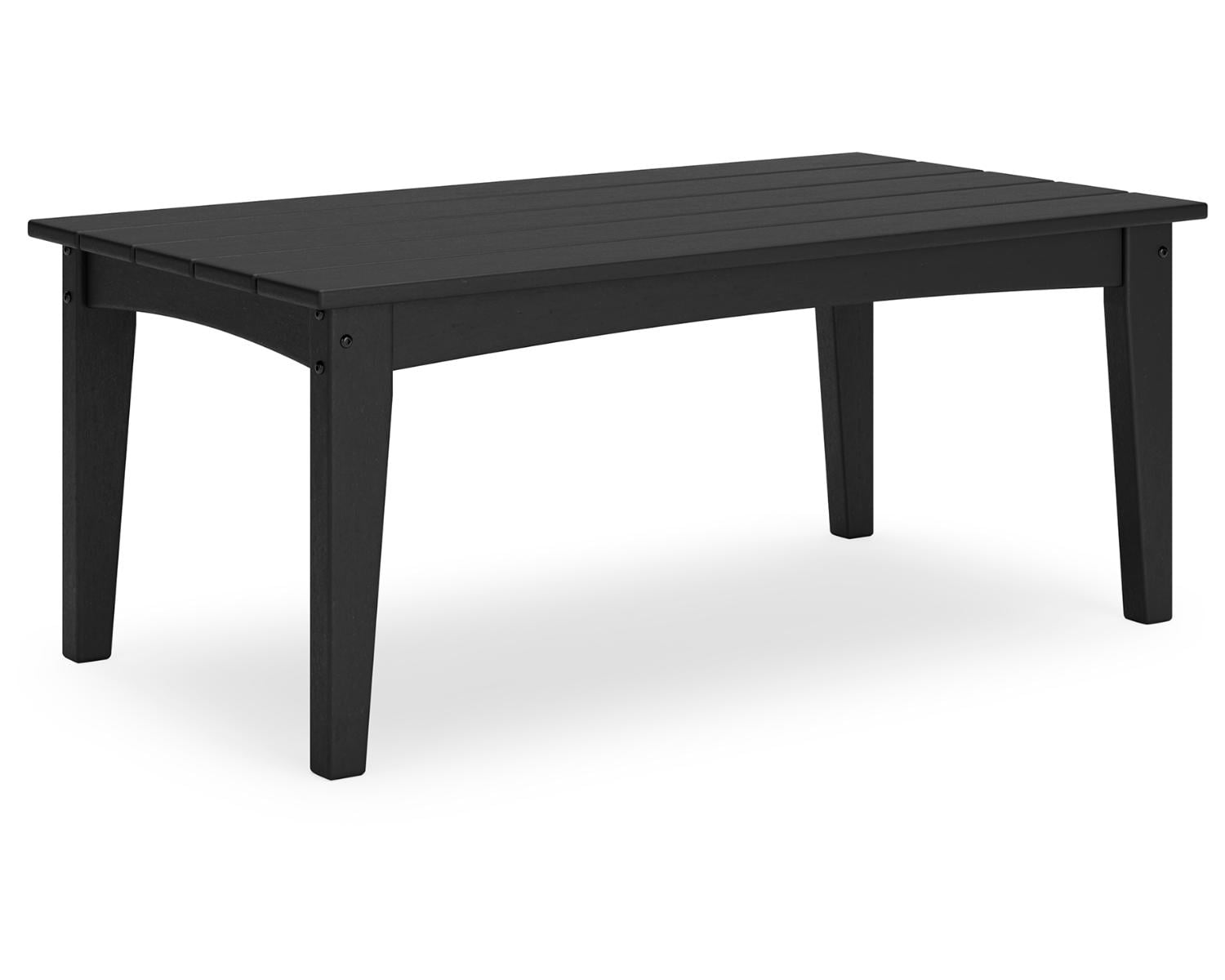 Black Rectangular Outdoor Coffee Table with Slatted Design