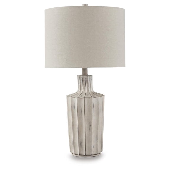 Signature Design by Ashley Imre Poly Table Lamp, Distressed Brown Finish, 26" Height, Drum Shade