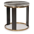 thumbnail image 1 of Signature Design by Ashley Jazmore Modern Round End Table - Marble-Look Top with Brass-Tone Frame, 1 of 6