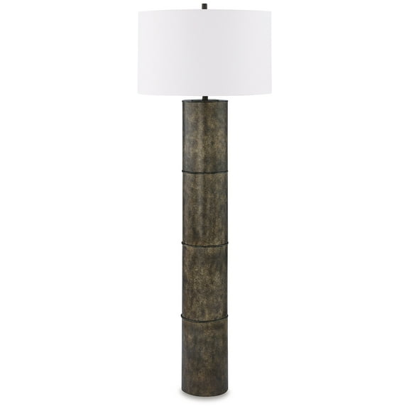 Signature Design by Ashley Jebson 66" Bronze Metal Floor Lamp with Drum Shade, Dark Bronze Finish