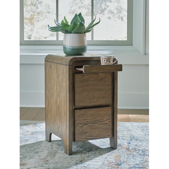 Signature Design by Ashley Jensworth Contemporary Accent Table with USB Charging, Brown