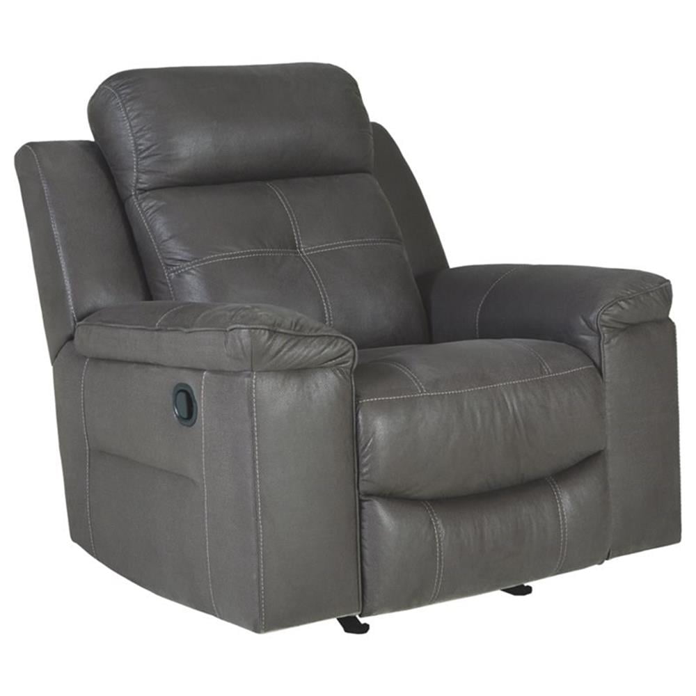 Dark Gray Faux Leather Contemporary Recliner