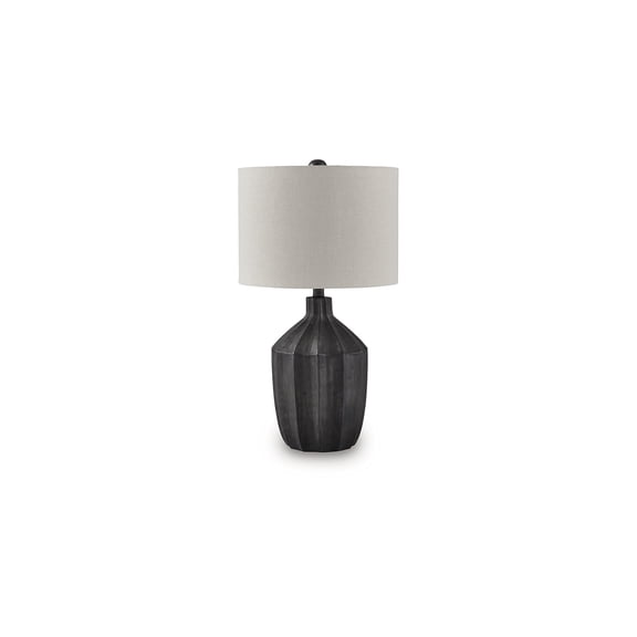 Signature Design by Ashley Jilton Poly Table Lamp, Black Finish, 24.75" Height, Drum Shade