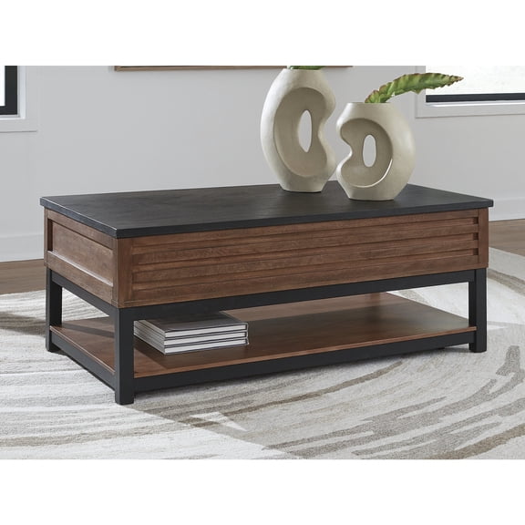 Signature Design by Ashley Kallari Lift Top Coffee Table with Storage, Warm Brown/Black