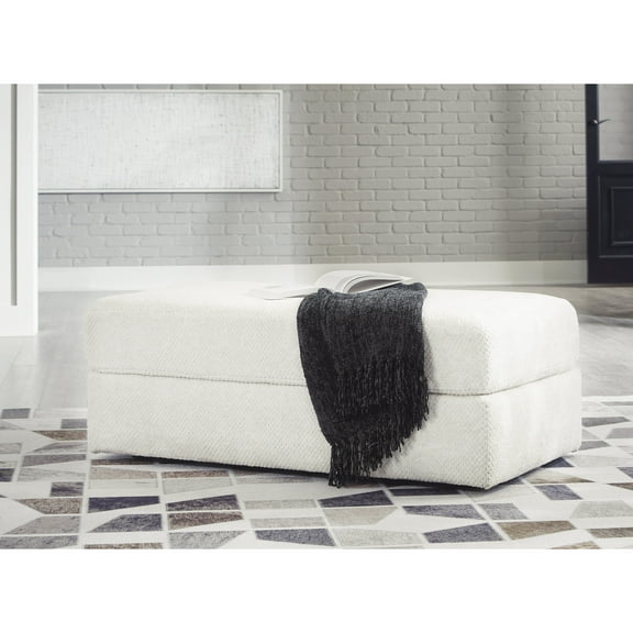 Signature Design by Ashley Karinne Contemporary Oversized Accent Ottoman, Off White