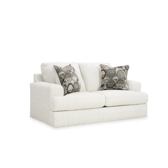 Signature Design by Ashley Karinne Linen Loveseat with Decorative Accent Pillows