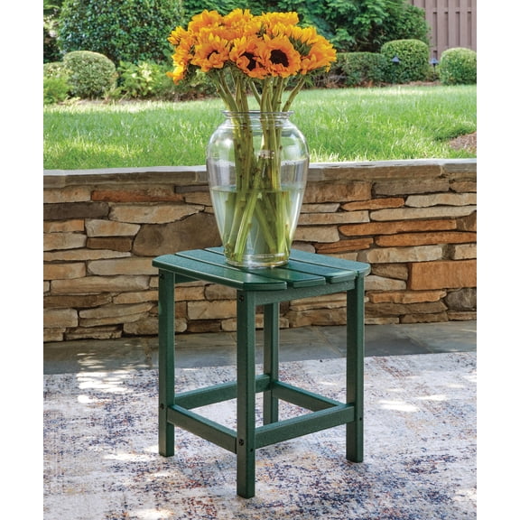 Signature Design by Ashley Karson City Rectangular Outdoor End Table, Patio Side Table, Green MEGA-TUFF HDPE