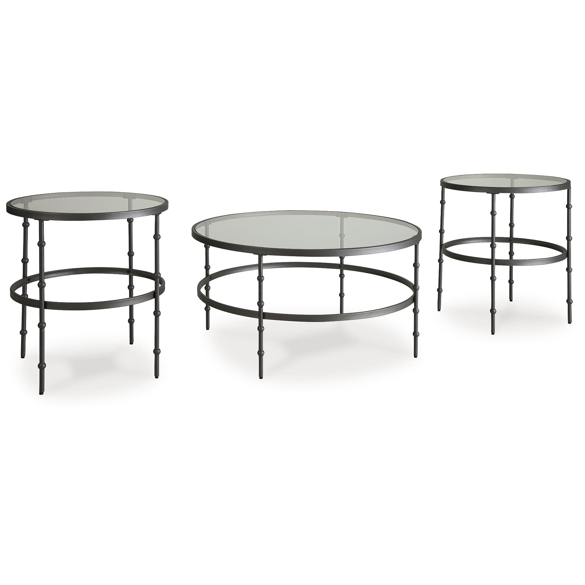 Kellyco Black Round Glass-Top Table Set