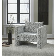 Signature Design by Ashley Kenbell Modern Geometric Accent Chair, Black and White Upholstery