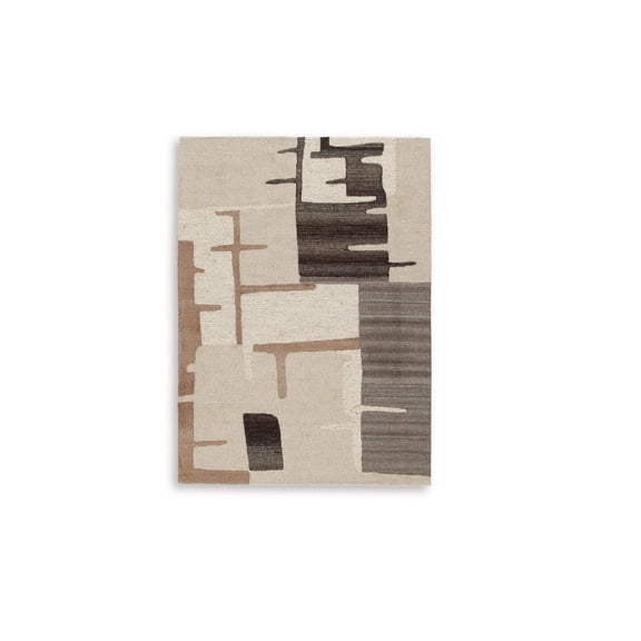 Signature Design by Ashley Kencher 5' x 7' Area Rug, Beige Brown Abstract