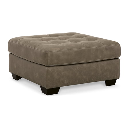 Signature Design by Ashley Keskin Oversized Faux Leather Accent Ottoman, Sand Brown
