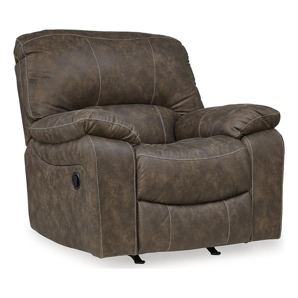 Brown Faux Leather Recliner with Metal Frame