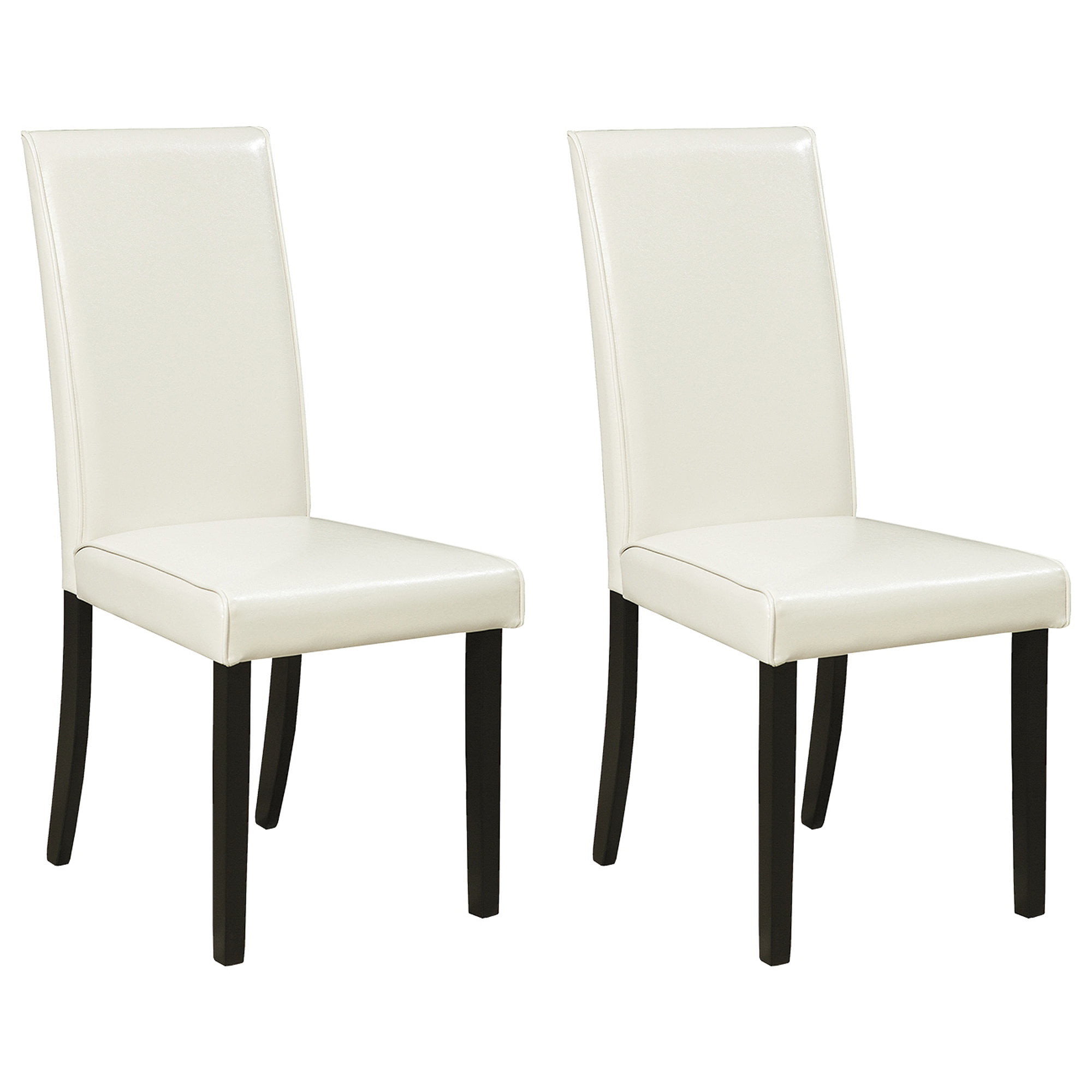 Ivory Faux Leather Upholstered Parsons Side Chair with Wood Legs