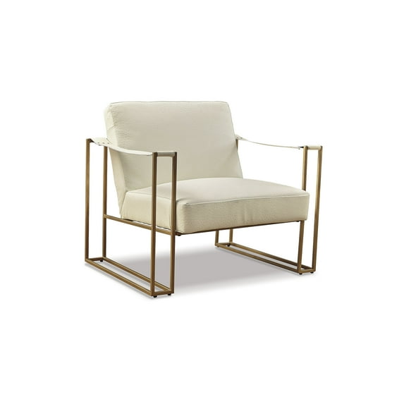 Signature Design by Ashley Kleemore Leather Embossed Upholstered Accent Chair, Cream
