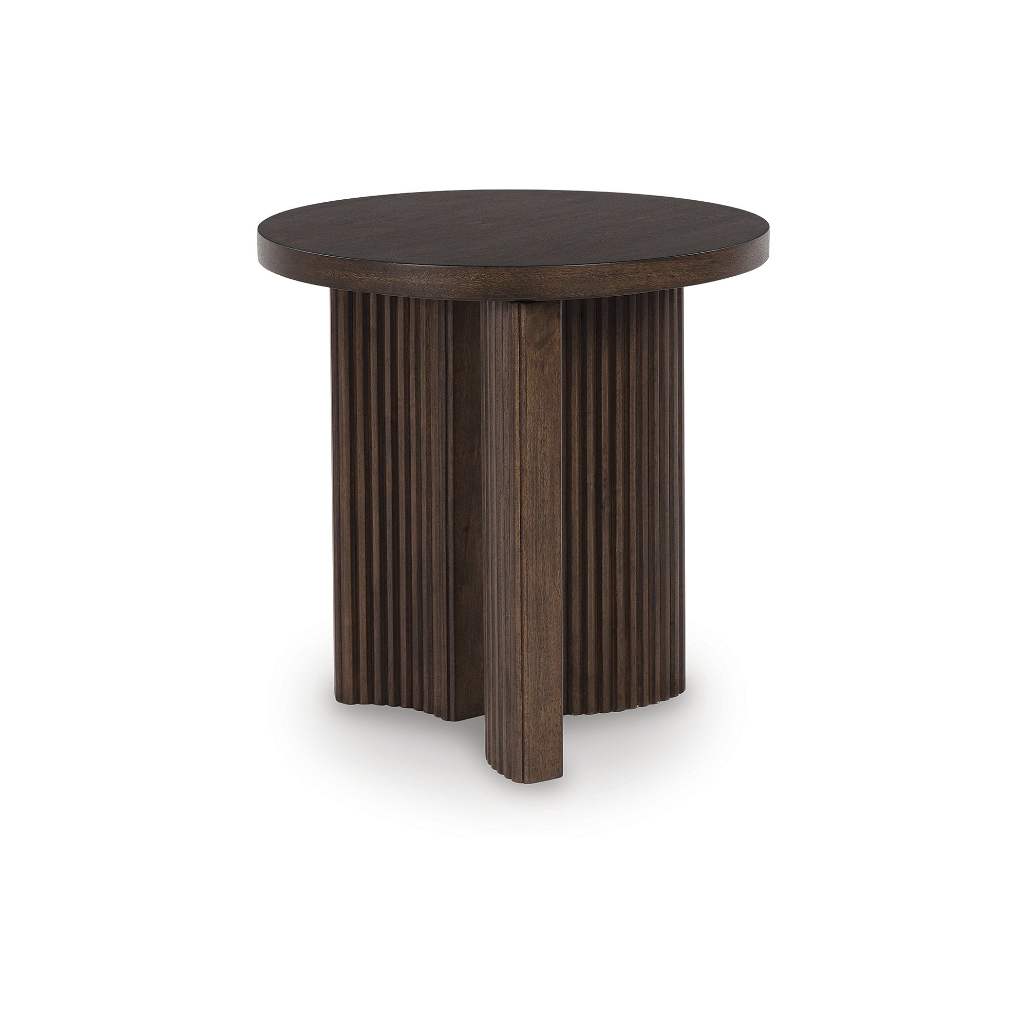 Korestone Dark Brown Round Wood End Table