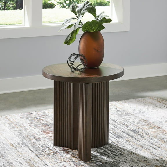 Signature Design by Ashley Korestone Contemporary Round End Table, Dark Brown