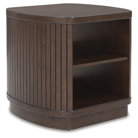 Signature Design by Ashley Korestone Contemporary End Table with Storage Shelf, Dark Brown