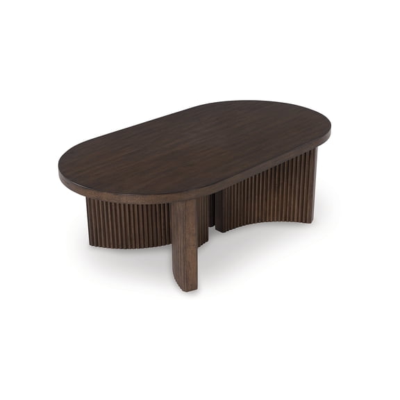 Signature Design by Ashley Korestone Mid-Century Oval Coffee Table, Dark Brown