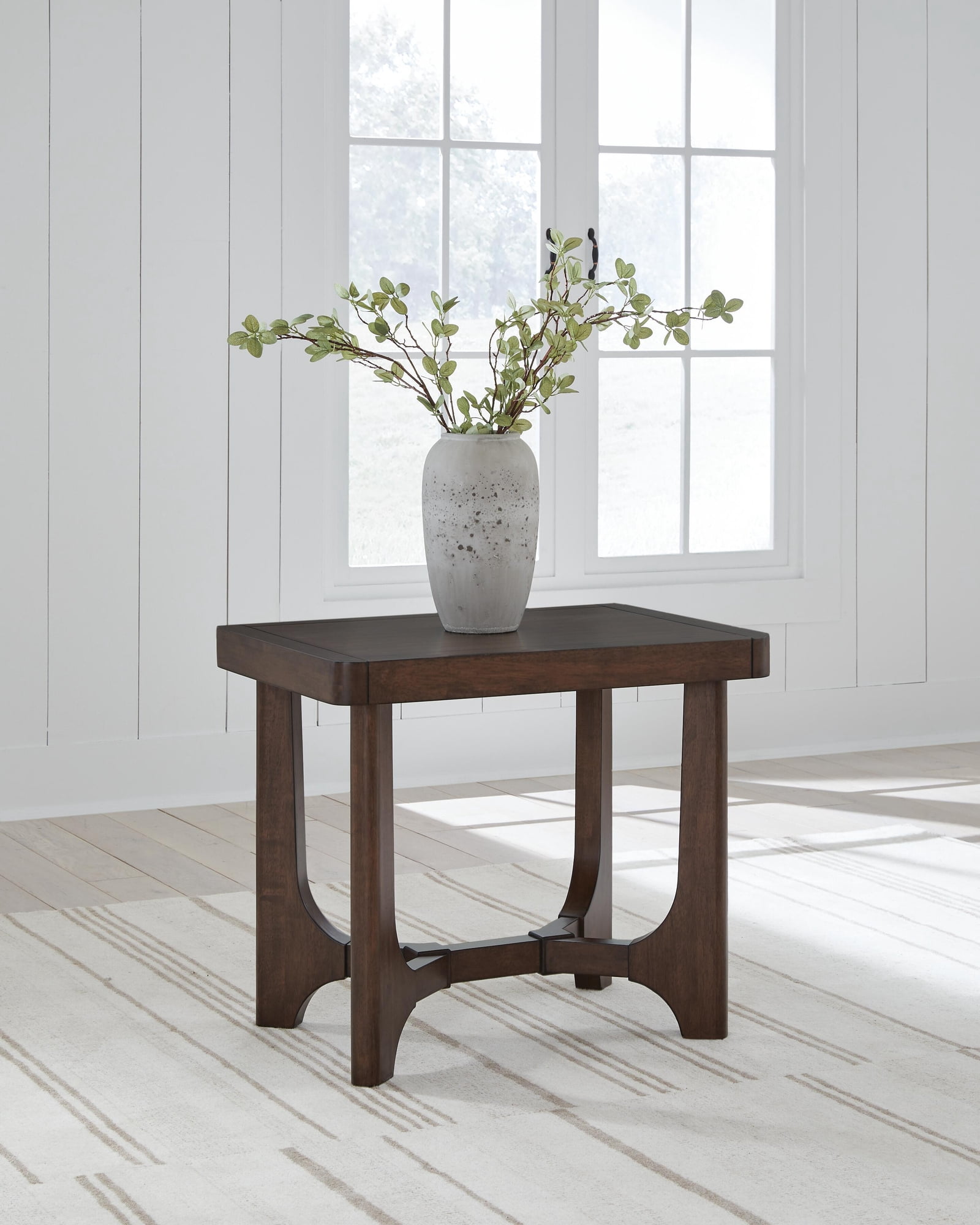 Signature Design By Ashley Korestone Rectangular End Table in Dark Brown