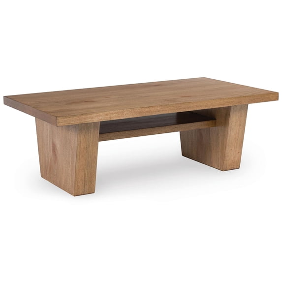 Signature Design by Ashley Kristiland Coffee Table with Storage Shelf, Light Brown
