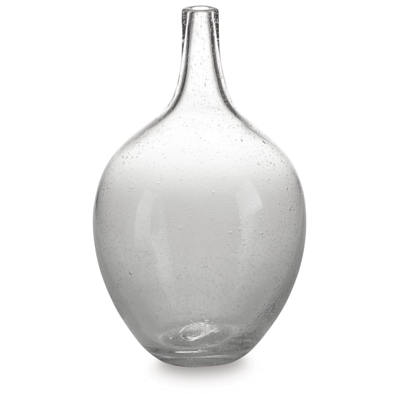 Signature Design by Ashley Kurthorne 9" Glass Vase, Clear Seeded Indoor/Outdoor