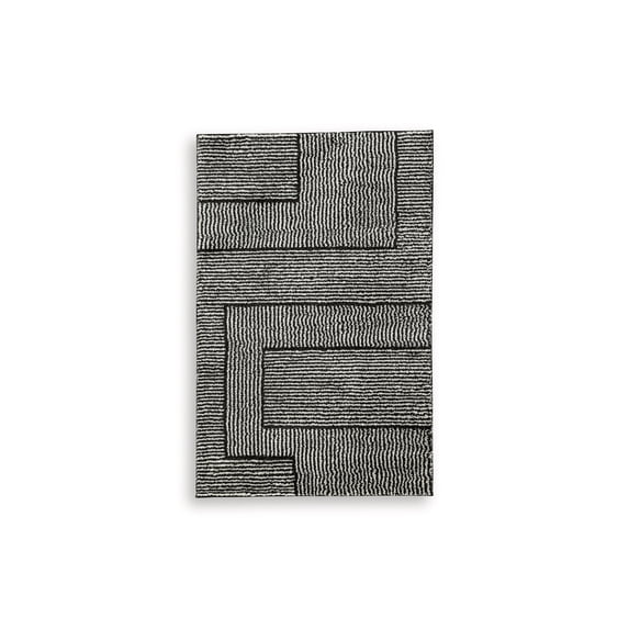 Signature Design by Ashley Kurtmen 5' x 7' Area Rug, Black Ivory Geometric