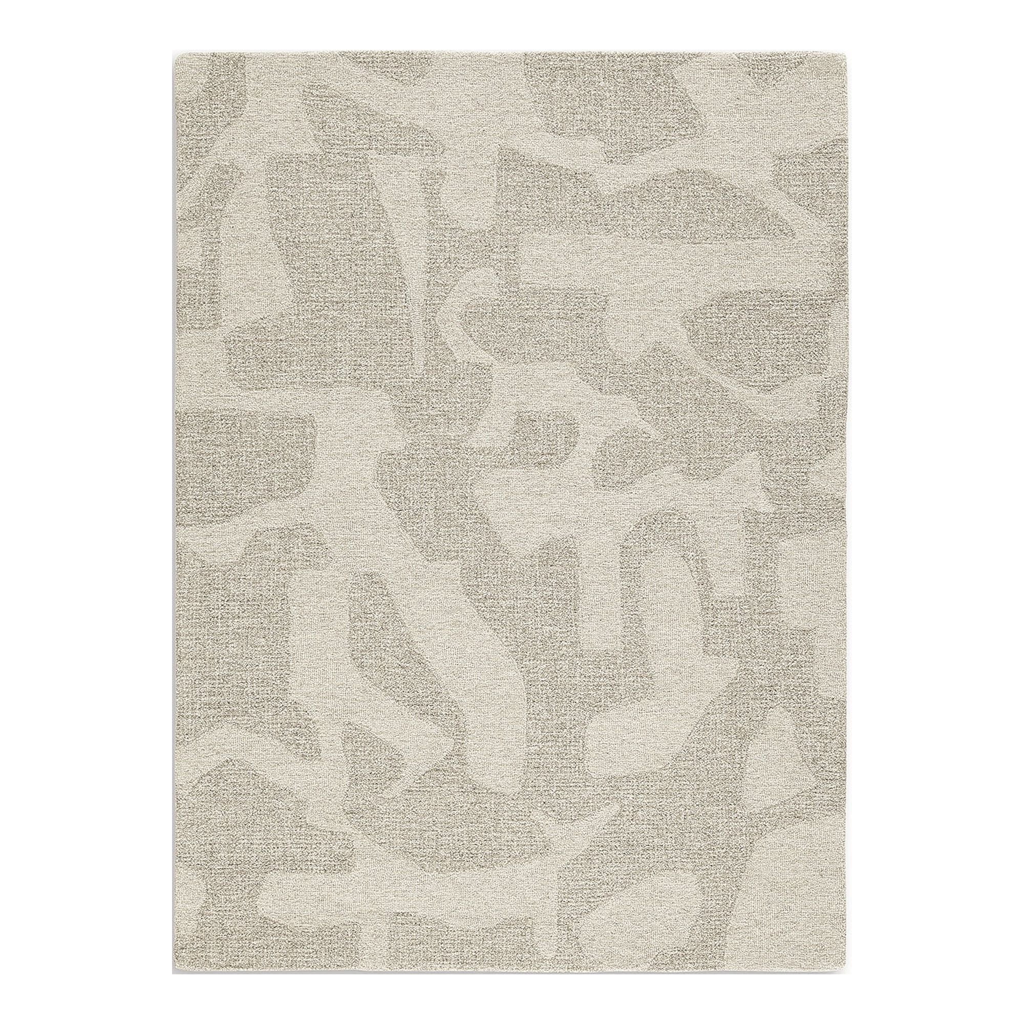 Handmade Taupe and Linen Abstract Wool 8' x 10' Rug