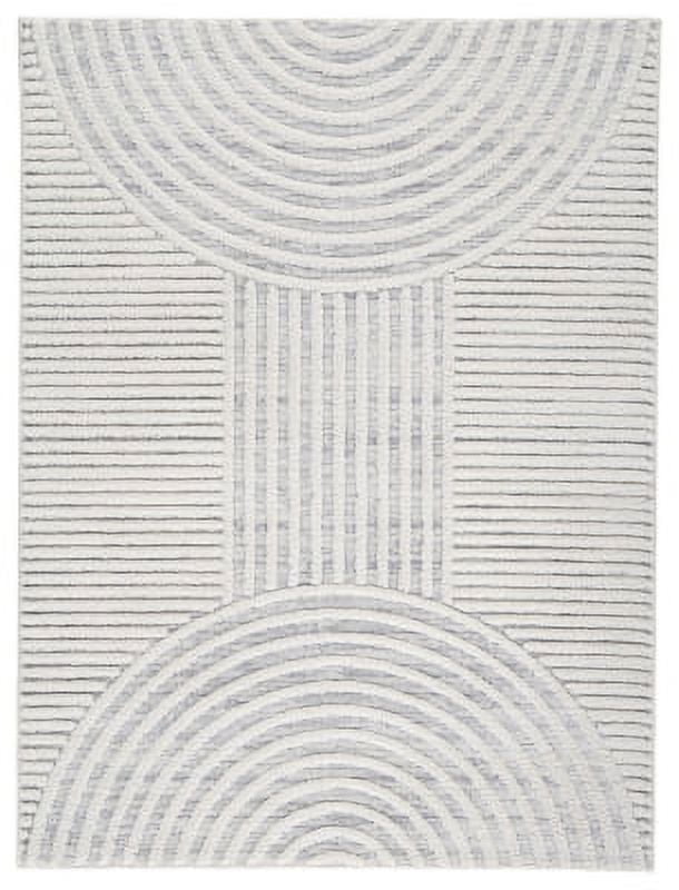 Gray and Cream Geometric 8' x 10' Stain-Resistant Synthetic Rug