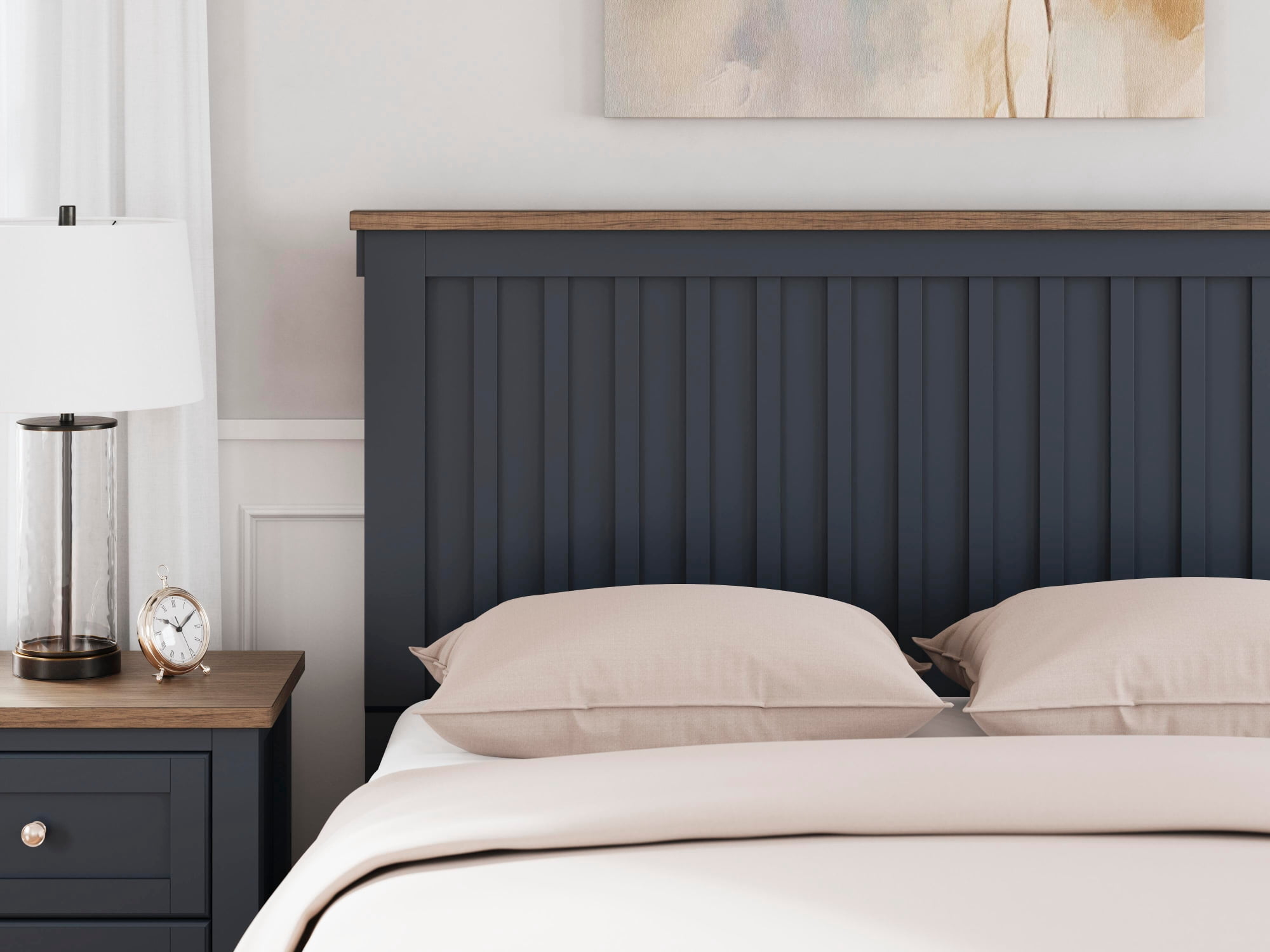 Signature Design by Ashley Landocken Queen Panel Headboard, Two-Tone Blue and Brown Shaker Style