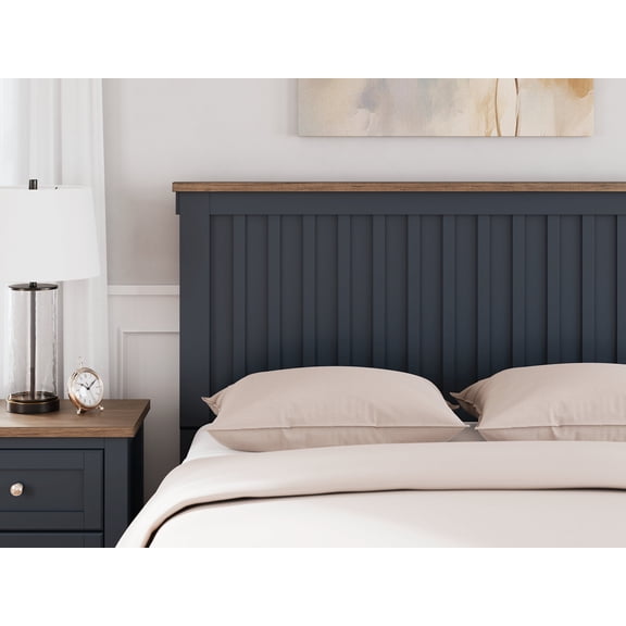 Signature Design by Ashley Landocken Queen Panel Headboard, Two-Tone Blue and Brown Shaker Style