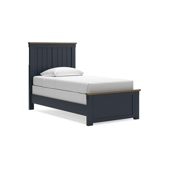 Signature Design by Ashley Landocken Kids Twin Panel Bed, Blue and Brown