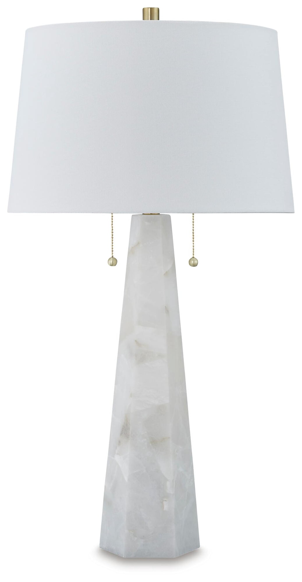 Signature Design by Ashley Laurellen Modern White Alabaster Table Lamp with Dual Lights