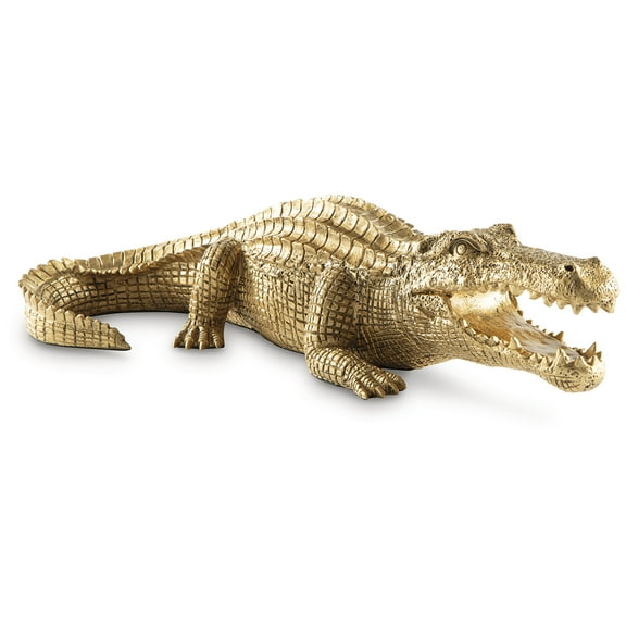 Signature Design by Ashley Lauretman Gold Alligator Decorative Sculpture, Modern Tabletop Accent