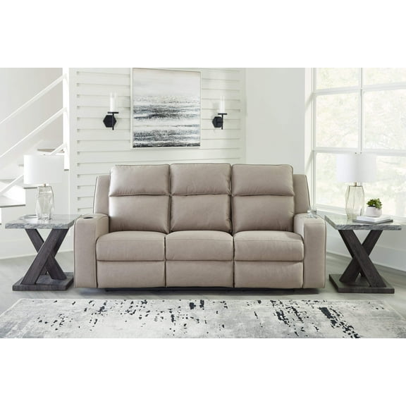 Signature Design by Ashley Lavenhorne Pebble Reclining Sofa with Drop Down Table