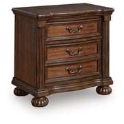 Signature Design by Ashley Lavinton Nightstand - 3 Drawer Traditional Bedroom End Table with Hidden Tray - Brown