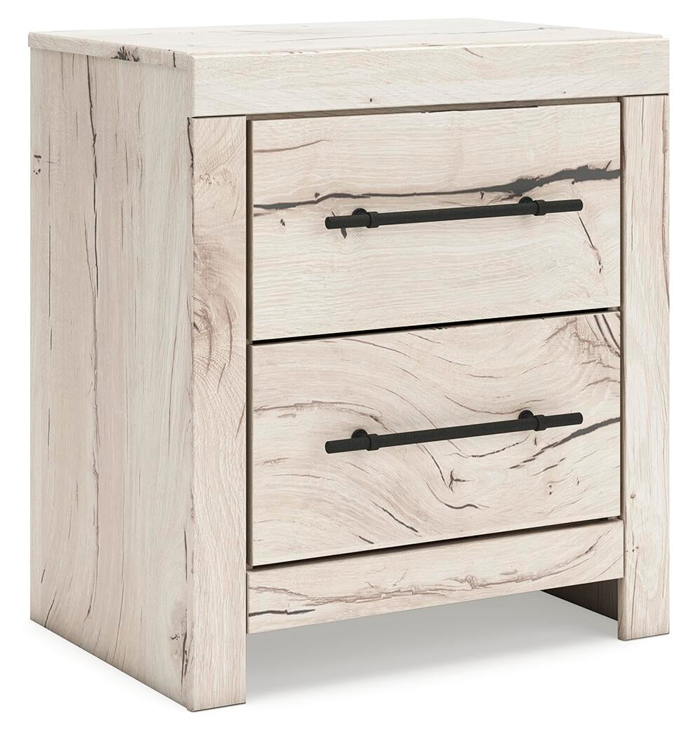 Signature Design by Ashley Lawroy Rustic Farmhouse 2 Drawer Nightstand with USB Charging Ports, Light Brown