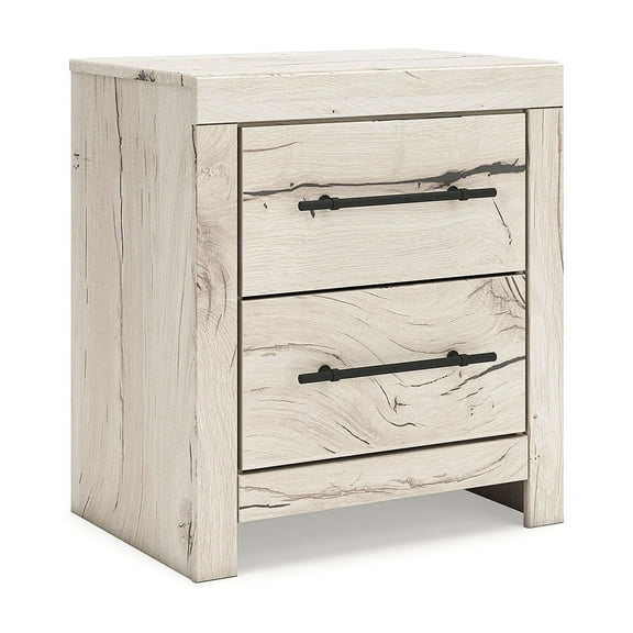 Signature Design by Ashley Lawroy Rustic Farmhouse 2 Drawer Nightstand with USB Charging Ports, Light Brown
