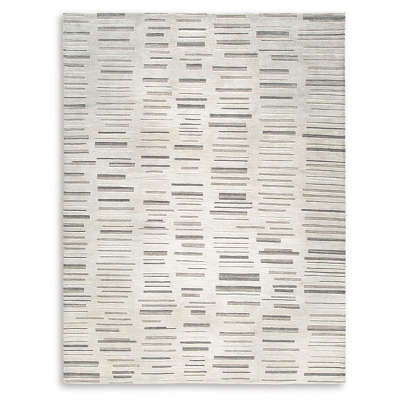Signature Design by Ashley Leesdale 8' x 10' White, Brown, and Black Striped Rug