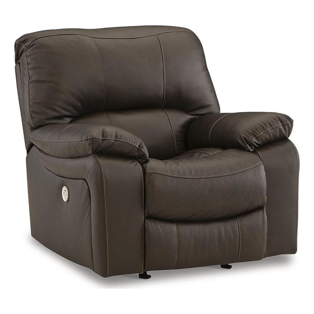 Dark Brown Leather Power Recliner with USB Port