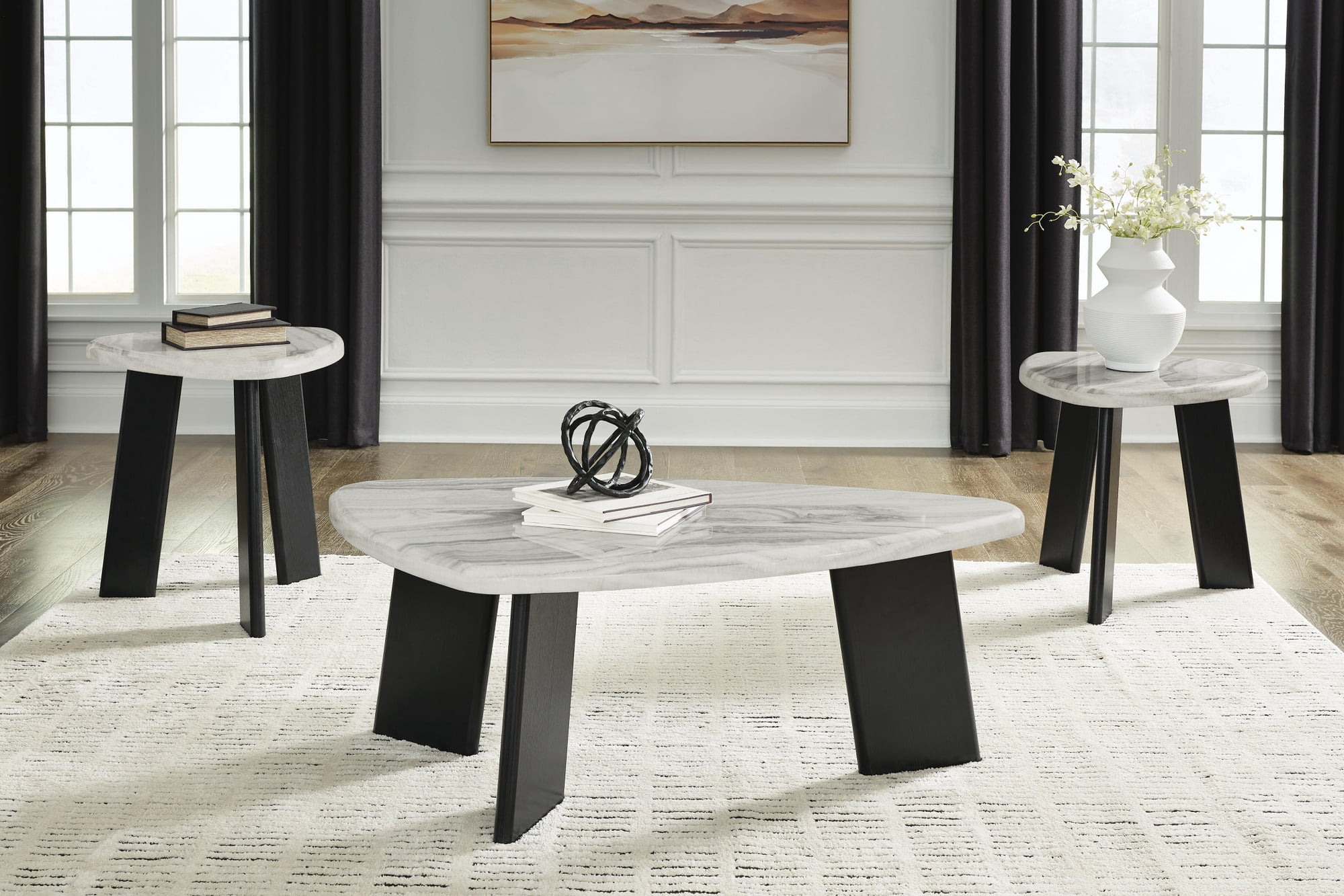 Signature Design by Ashley Lilyberg 3-Piece Occasional Table Set in Gray/Black