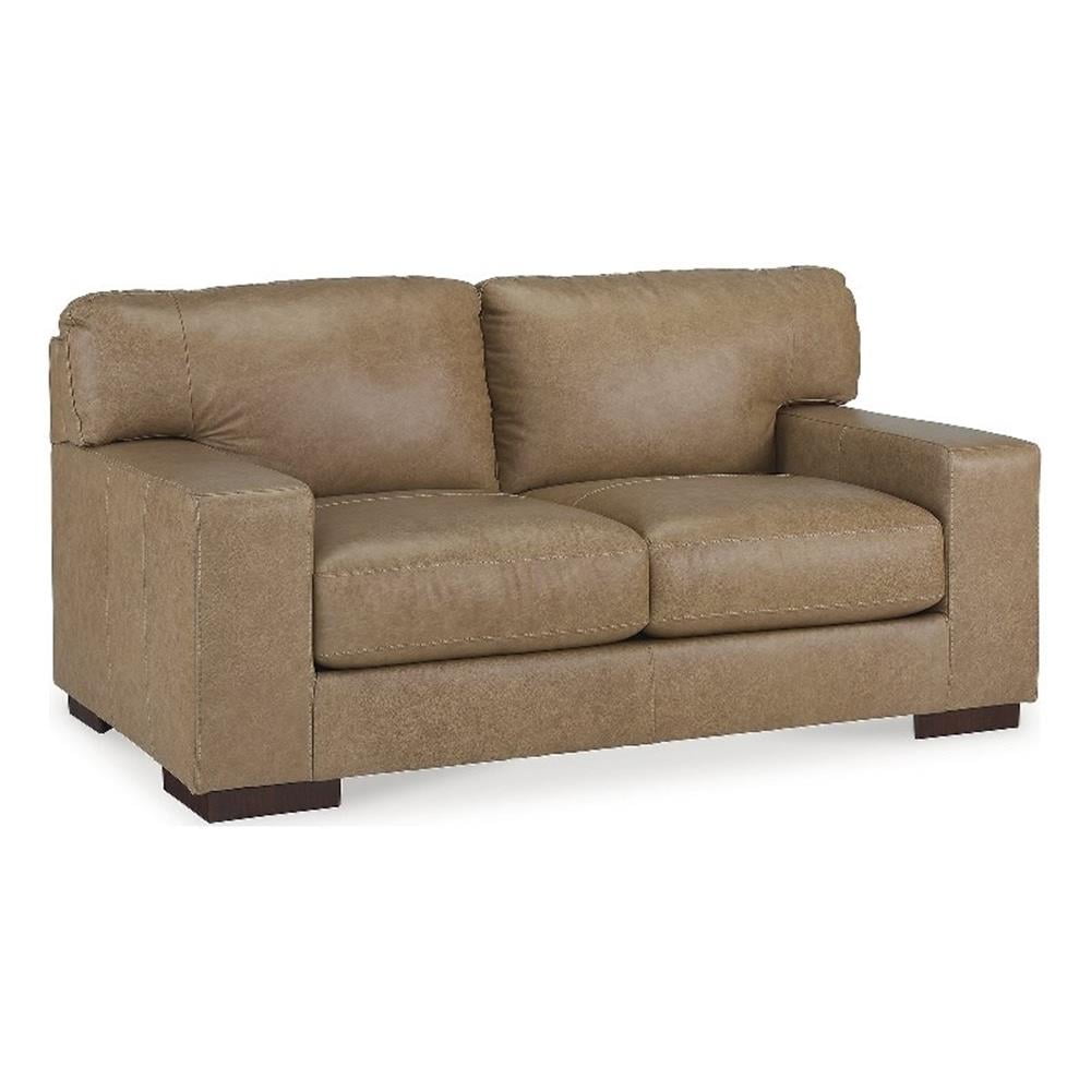 Tumbleweed Faux Leather Track Arm Loveseat with Removable Cushions