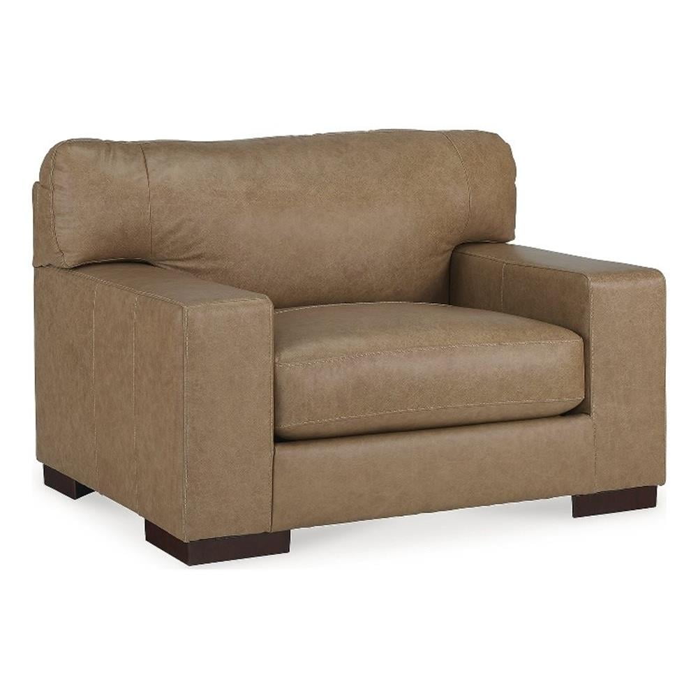 Lombardia Light Brown Leather Oversized Accent Chair